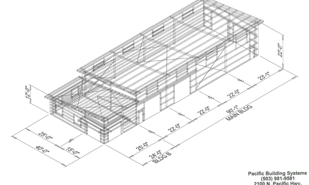 Elite Roofing 40' X 90' Steel Building Diagram
