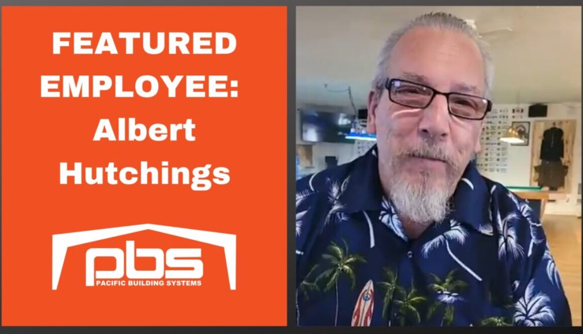 "Featured Employee - Albert Hutchings" in white text next to a photo of Albert