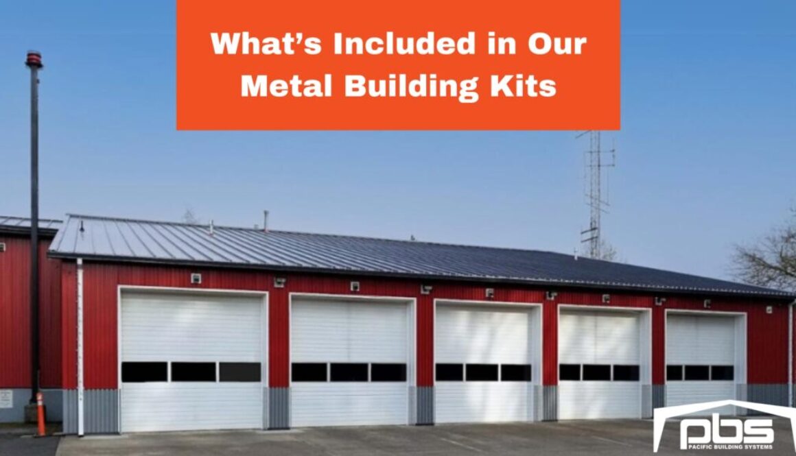 "What’s Included in Our Metal Building Kits" above an image of a pre-engineered steel building